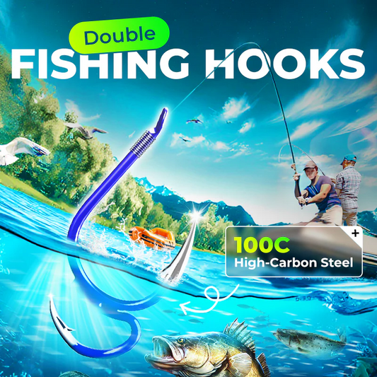 🎣 Klassiset ja terävät kaksoiskoukut — Korkeahiiliteräksiset kaksoiskoukut, joissa on neulankärki
