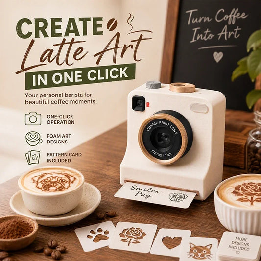 ☕🎄 Joululahja kahvin ystäville – 3D-latte-art-kaavainkamera | Hauska brittiläinen kahvitaideteoslaite ✨🎁