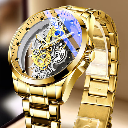 ⌚ 50% ALENNUS! ✨ Ylellinen Skeleton-miehenkello, jossa näkyvä liikkuva rakenne ja tourbillon-efekti – vesitiivis ja itsestään valaiseva 🌟