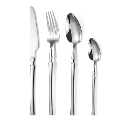 🍴 Ruostumattomasta teräksestä valmistettu ruokailuvälineet: 304-teräs, 5 eri viimeistelyä, 4/24 kpl, ohut muotoilu
