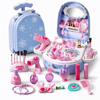 👑💖🎀Tyttöjen meikkipöytäsetti, jossa on nukkeja ja kauneustarvikkeita