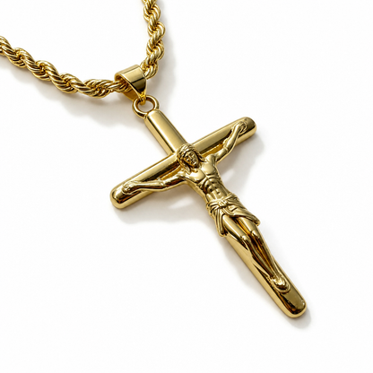 Naisten ja miesten ristinauha, jossa on muotokuvamedaljonki – 18 karaatin kullattu & zirkoni ✝️✨